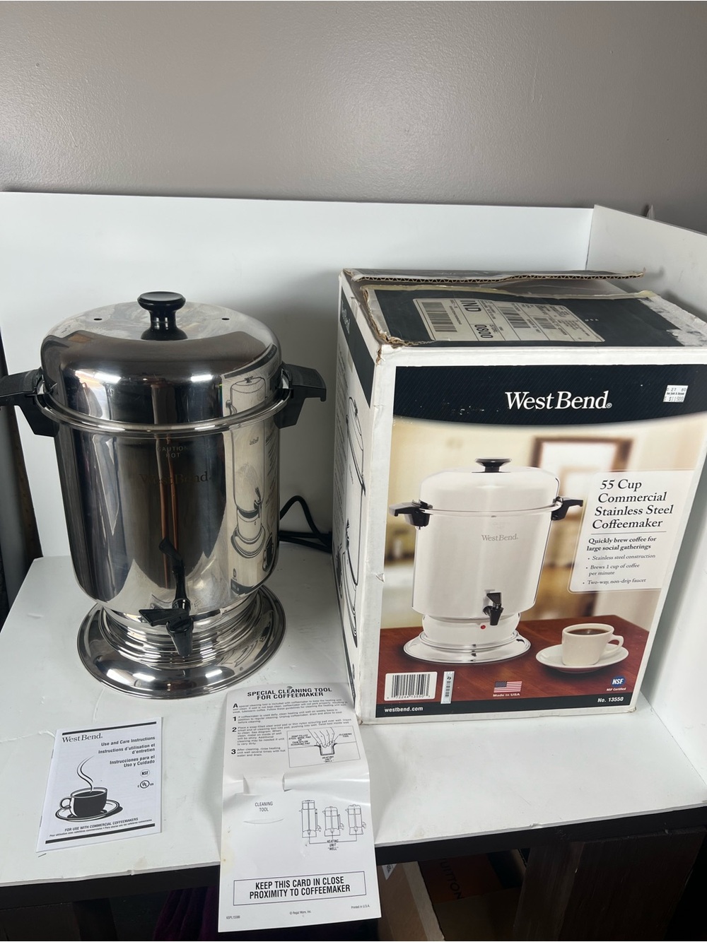 West Bend 55 Cup Stainless Steel Commercial Coffee Maker Silver